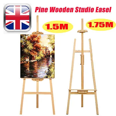 150/175cm Studio Easel Artist Art Craft Display Easels Pine Wood Wooden Drawing • £15.23