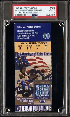 $649.99 • Buy 10/15/05 Notre Dame USC Bush Push Leinart TD Game Used Football Ticket Stub PSA