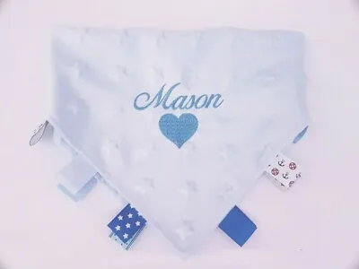 £5.49 • Buy Personalised Baby C/w HEART Comforter Taggy Taggie Tag  Blanket Boy Girl Gift 