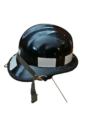 Vintage Firefighter Fire Fighter Helmet Hat Fireman Black Reflective Tape  • $75