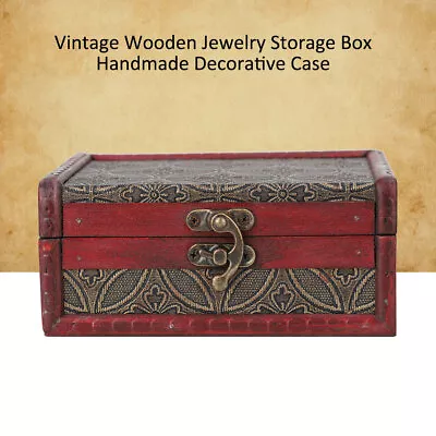 Vintage Jewelry Storage Box Handmade Wooden Decorative Display Case BGA • $22.15