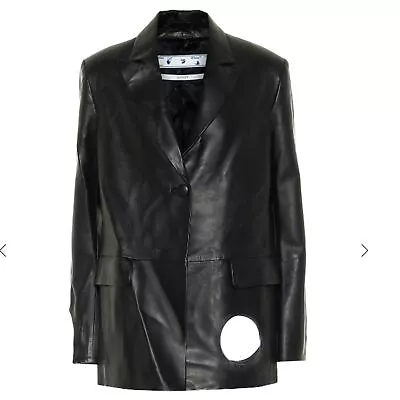 OFF-WHITE C/o Virgil Abloh 2013 Cut Out Black Leather Single Breasted Blazer M • $4899