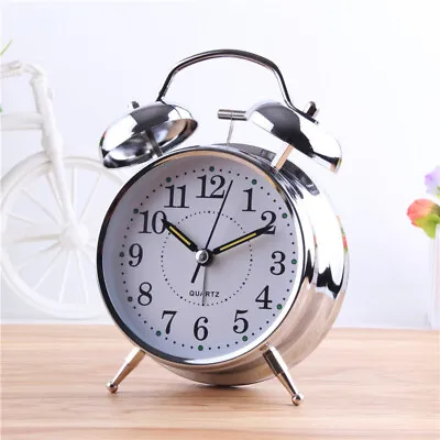 Retro Loud Double Bell Mechanical Wound New Alarm Clock With Night Light UK • £8.89