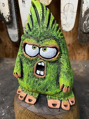 LiL' Attitude MONSTER Chainsaw Carving MONSTER DUDE Wooden Statue 11 Tall UNIQUE • $51