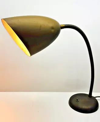 Vintage Industrial Gold Tone Metal Flexible Gooseneck Table/Desk Lamp • $70