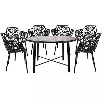 LeisureMod Devon 5-Piece Aluminum Patio Dining Set With Table And 6 Armchairs • $2218