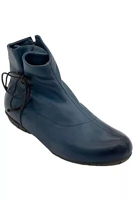 Sergio Tomani Leather Ankle Boots Laska Navy • $84.99