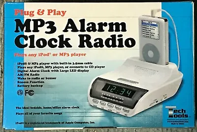 Tech Tools MP3 Alarm Clock Radio For IPod IPhone MP3-player (3.5mm Audio Jack) • $9.99