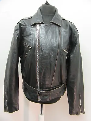 Vintage 70's Leather Brando Motorcycle Rockers Jacket Size Xl • £49