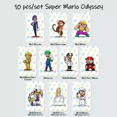 $17.99 • Buy 10Pcs Set Super Mario Odyssey Costume NFC Tag Coins Amiibo Card For Switch