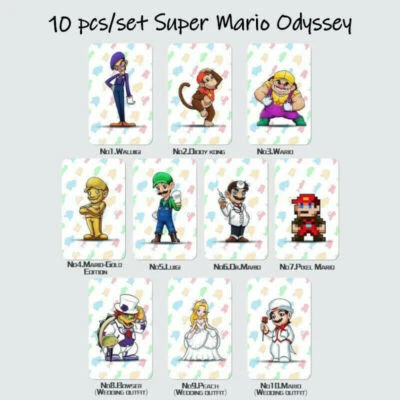 $17.99 • Buy 10Pcs Set Super Mario Odyssey Costume NFC Tag Coins Amiibo Card For Switch
