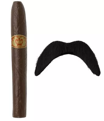Jumbo Fake Cigar And Mexican Moustache Wild West Fancy Dress Costume Accessory • £2.99
