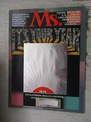 Ms. Magazine January 1975 Bernadette Devlin Gloria Steinem Women's Feminism • $17.95