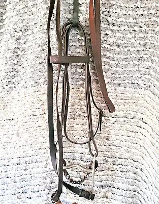 Vintage Western Tooled Leather Horse Bridle With Aluminum  Bit And Reins • $16.80