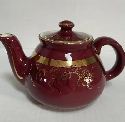 Vintage Hall 038 Teapot 2 Cup Pink Rose Gold Floral Band Design With Lid • $17.64