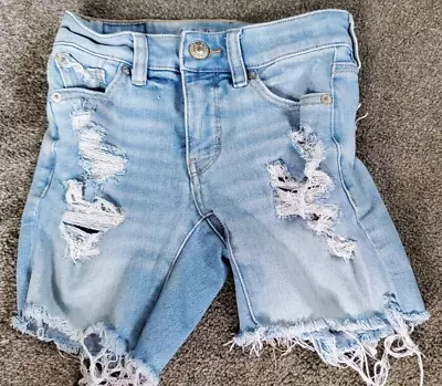 Women's American Eagle Midi Destructed Dream Short Light Stretch Shorts Size 000 • $15.23