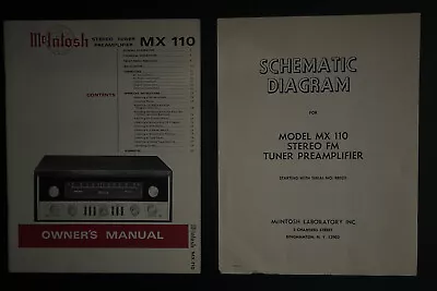 Vintage Original McIntosh MX110 Manual And Schematic Diagram NEW • $50