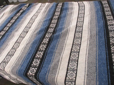 £20 • Buy Mexican Blanket, Throw, Rug, Blue, Grey, Woven, Picnic, Festival, Camping, M39