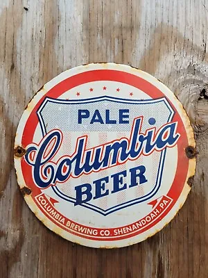 Vintage Columbia Beer Porcelain Sign Shenandoah Pa Brewing Alcohol Bar Ale Drink • $116.24