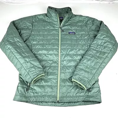 Patagonia Jacket Mens Medium Nano Puff Full Zip Primaloft Quilted Outdoors Green • $89.95