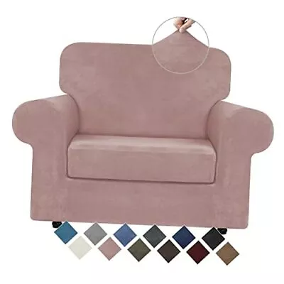  Velvet Stretch Chair Sofa Slipcover - 2 Pieces Luxury Soft Velvet Small Pink • $54.08