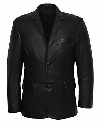 Formal Business Decent Classic Button 100% Genuine Lambskin Mens Leather Blazer • $150