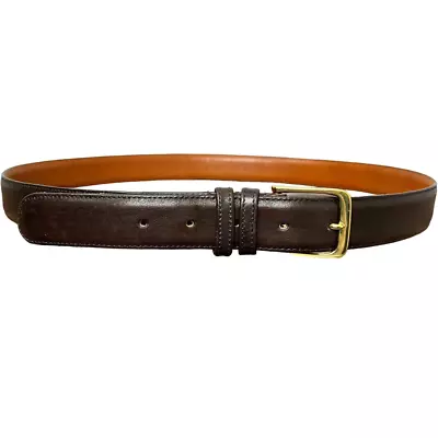Vintage Coach Dark Brown Belt Burnished Cowhide Solid Brass Buckle Men's Size 42 • $24.99