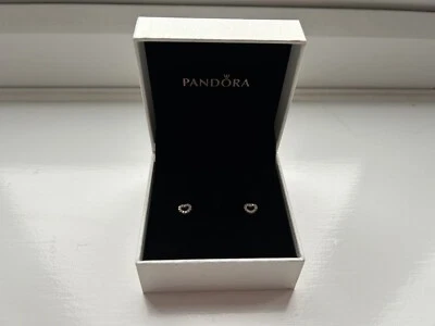 $25.63 • Buy Pandora Silver Diamante Heart Earrings - Brand New With Box