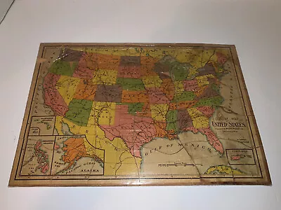Vintage Milton Bradley Puzzle OUTLINE MAP OF UNITED STATES Wood • $24.99