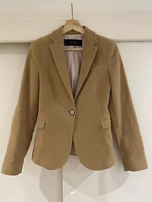 Zara Camel Velvet Elbow Patch Blazer Jacket Size Extra Small (XS) • £29.99