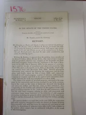  Government Report Mary E Perrine Payment From  Contract In 1825 #1576 • $22