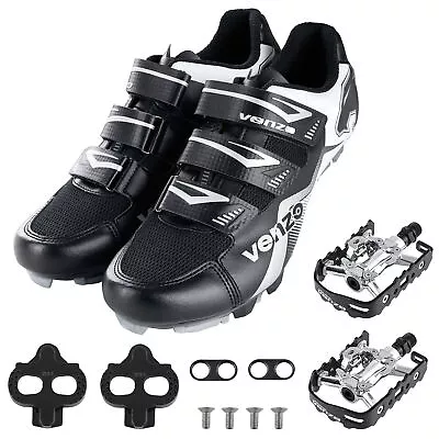 Venzo MTB Bike Bicycle Men's Cycling Shoes With Pedals & Cleats • $25