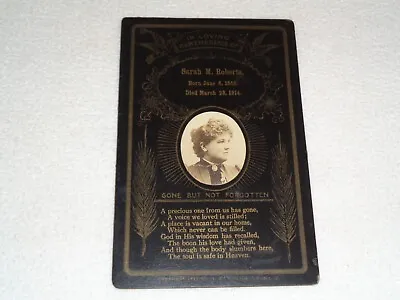 1914 Woman Memorial Funeral Card Gone But Not Forgotten Wendell Leipsic Ohio • $17