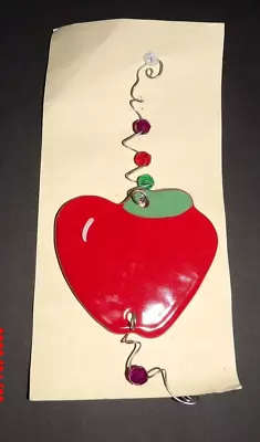 Apple Folk Art NEW Art Ginko Originals Modern Ceramic SC Teacher Doctor Ornament • $9