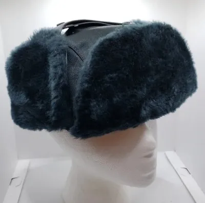 Cossack Hat Russian Style Police Blue Faux Fur Fleece Cop Military Size L • $17.98