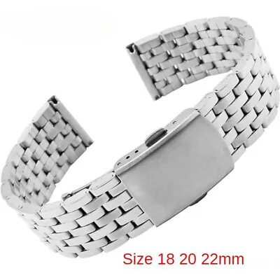 Premium 7 Beads Stainless Steel Watch Strap Metal Watch Accessories 18 20 22mm • £10.88