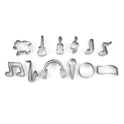 12 Pieces Stainless Steel Musical Notes & Instrument Cookie Cutters Biscuit Mold • £9.53