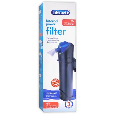 INTERPET PF4 INTERNAL FILTER 1000Lph 18W MEDIA ADJUSTABLE AQUARIUM FISH TANK • £30.85