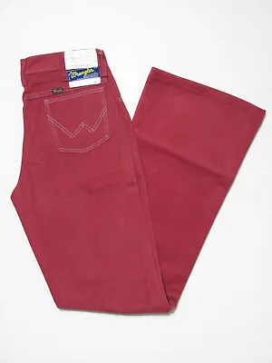 Vintage WRANGLER NEW DEADSTOCK 70s BURGUNDY FLARE LEG BELL BOTTOM Jeans 29x32 • $134.99