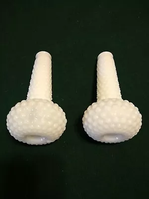 Pair Of Hob Nail Milk Glass Bud Vases • $5