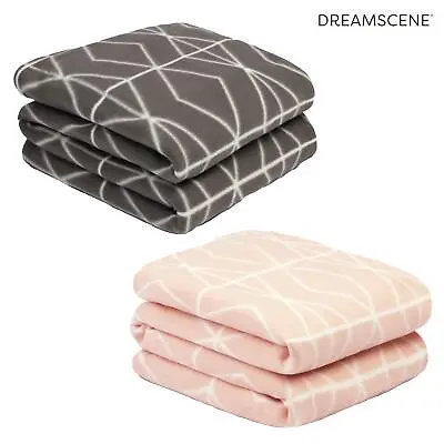 £6.99 • Buy Dreamscene Geometric Line Fleece Throw Over Geo Soft Warm Bed Sofa Chair Blanket