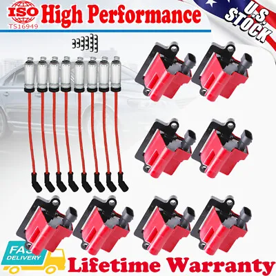 8 Pack Square Ignition Coil & Spark Plug Wire For Chevy GMC LS3 4.8/5.3/6.0/8.1L • $138.99