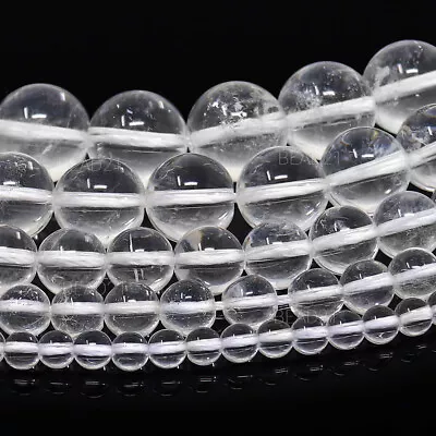 Clear Crystal Quartz Beads Round 4mm 6mm 8mm 10mm 12mm 15.5  Strand • $6.98