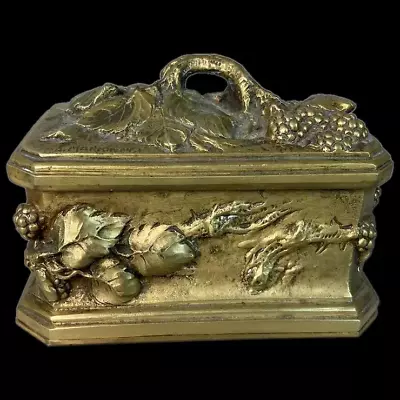 19th Century French Louis XVI Solid Bronze Vanity Trinket Jewelry Box Casket • $245