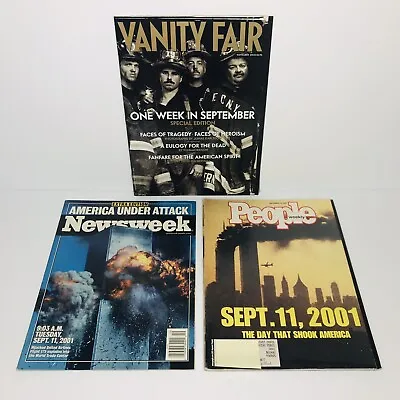 9/11 September 11th 2001 Vanity Fair Newsweek People Magazines Lot Of 3 • $19.11