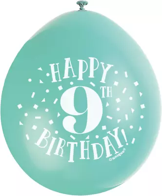 Happy 9th Birthday Assorted Colors Latex Balloons (22cm) Pack Of 10 -Decorations • £4.64