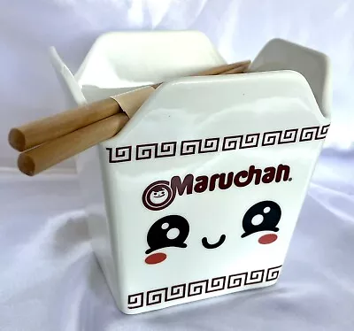 Maruchan Ramen Bowl & Chopsticks Take Out Happy Face Ceramic New In Box • $19.99