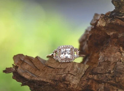 $249.12 • Buy Zales 10K Rose Gold Cushion Cut Morganite 1/3 CTW Diamond Halo Engagement Ring