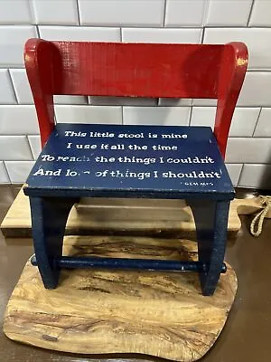 This Little Stool Is Mine I Use It All The Time Red Wood Vintage Child's Stool • $44.99