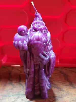VTG Purple Orc Wizard Holding Skull Molded Wax Candle Figure 9.5  Shaped Decor • $40